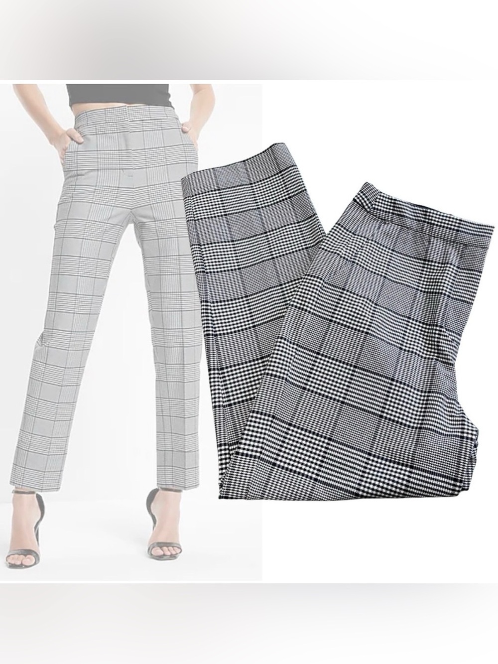 EXPRESS Checkered Editor Straight Super High Rise Pants (8)